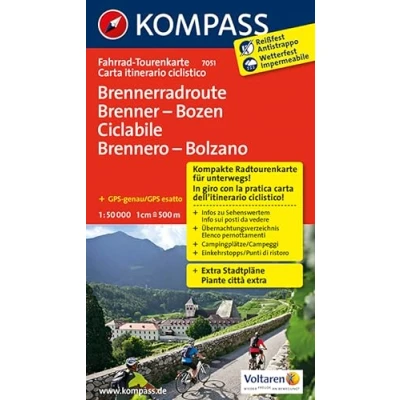 Abbildung von KOMPASS Fahrrad Tourenkarte Brennerradroute Brenner Bozen ciclabile Brennero Bolzano 1:50.000: Leporello Karte, reiß und wetterfest