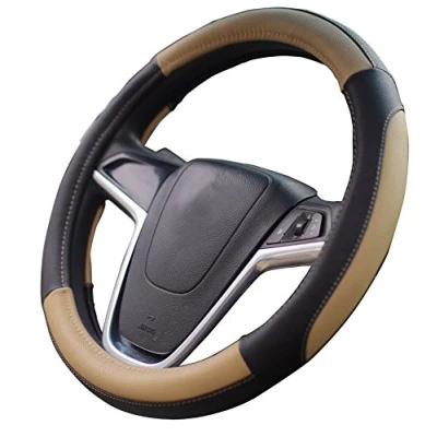 Abbildung von Lenkradabdeckung Lenkradhülle Lenkrad Abdeckung Lenkradbezug aus Mikrofaser Leder 37 39 cm Schwarz Beige Mayco Bell