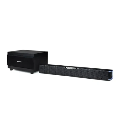 Abbildung von Thomson Soundbar mit kabelgebundenem Subwoofer 120W Leistung Bluetooth 5.0 Equalizer Modi (Musik/Film/Stimme) Inklusive Fernbedienung Optische &amp; AUX Anschlüsse SB60BTS