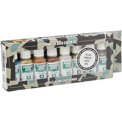 Abbildung von Vallejo 070123 Farbset, Set 2 Panzer Holz, Leder und Matrizen, 8x17 ml
