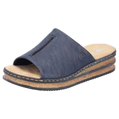 Abbildung von Rieker Pantolette flach, Damen, Größe: 37, Blau Schuhe