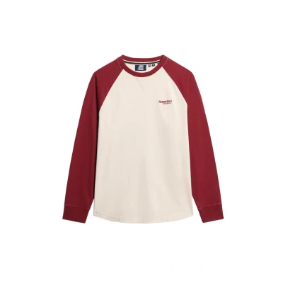 Abbildung von Superdry Essential LOGO Langarmshirt, Herren, Größe: Small, White sand rich burgundy