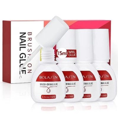 Abbildung von BOLASEN Nagelkleber für Kunstnägel Extra Stark, 4*15ML Nail Glue Stark Tips, Schnelltrocknender Nagel Kleber Flüssig Stark,Tip Gelnägel,Kleber Nägel,für Haus/Salon