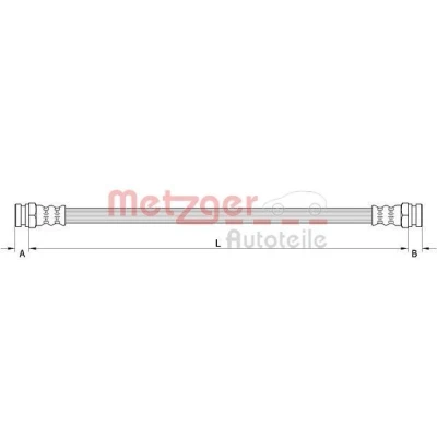 Abbildung von METZGER 4111618 Bremsschläuche Hinterachse links, rechts, innen 350 OPEL: Adam