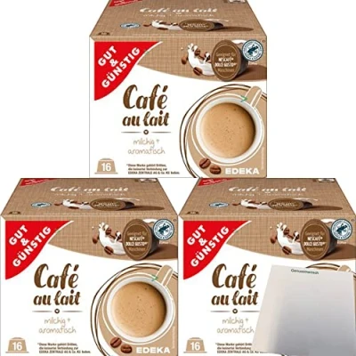 Abbildung von G&amp;G Cafe au lait Kaffeekapseln geeignet für Nescafe Dolce Gusto 3er Pack (3x16 Portionen) + usy Block