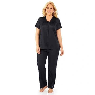 Abbildung von EXQUISITE FORM Damen Coloratura Sleepwear Short Sleeve Pajama Set 90107 Pyjamaset, schwarz Midnight Black, X Large