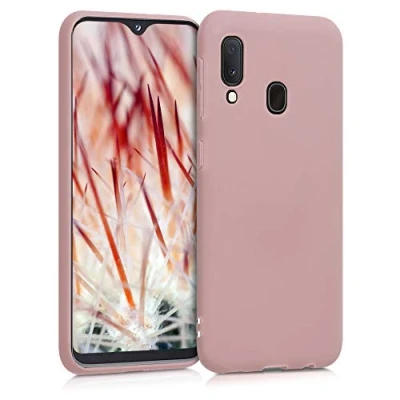 Abbildung von kwmobile Hülle kompatibel mit Samsung Galaxy A20e weiches TPU Silikon Case Cover geeignet für kabelloses Laden Winter Rose