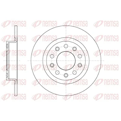 Abbildung von REMSA 61445.00 Bremsscheibe Hinterachse 263,9, 263,9 10 5 voll ALFA ROMEO: Giulietta Schrägheck