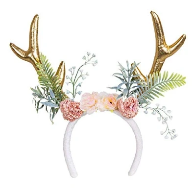 Abbildung von Boland Kostüm Dream Deer Haarsreif, Traumhaftes Fantasy Geweih mit Kunstblumen