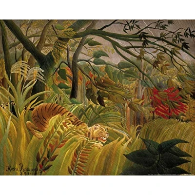 Abbildung von 1art1 Henri Rousseau Poster Überrascht, Sturm Im Dschungel, 1891 Kunstdruck Bild 50x40 cm