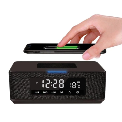Abbildung von PLATINET Lautsprecher 10W, Bluetooth, QI Aufladung, FM Radio, Wecker &quot;DAILY&quot; Schwarz