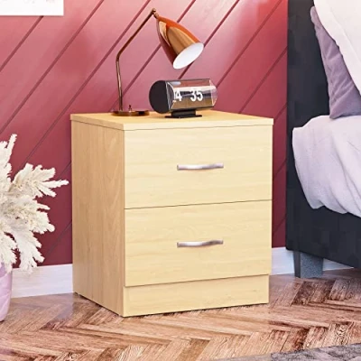 Abbildung von Vida Designs Nachttisch Kommode, Kiefer, 2 Schubladen, Schrank, Metallgriffe und schienen