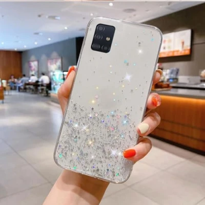 Abbildung von Glitzernder Transparenter Hülle Sternenhimmel Kompatibel mit Samsung Galaxy A51 4G Case TPU Schutzabdeckung für Schlankes Anti Stoß Handyhülle