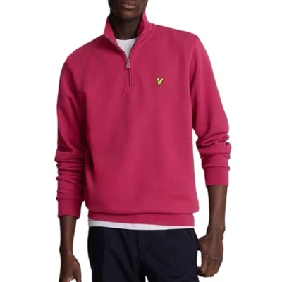 Abbildung von Lyle &amp; Scott Sweatshirt Herren Pullover mit elegantem Stehkragen Schlichter Sweater Zipper für Frühling, Herbst und Winter Weicher Pulli aus feiner Baumwolle Rot M