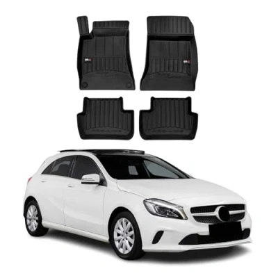 Abbildung von OMAC Gummi Fußmatten kompatibel mit Mercedes A Klasse W176 2012 2018 Premium TPE Schwarz 4X