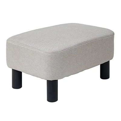 Abbildung von IBUYKE Hölzerner gepolsterter Fußschemel Osmanischer Hocker Niedriger Stoff Sofahocker Kleines modernes Wohnzimmer Rechteckiger mit gepolstertem Sitz, einfarbig RF BD213