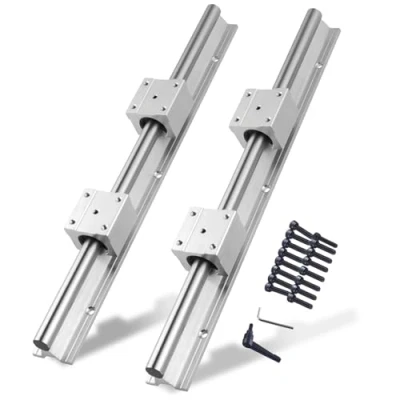 Abbildung von CNCYEAH Linearschiene Führungsschiene, 2 Stück 400 mm Linearlager Gleitset mit Linearführungswellen und 4 SBR20UU Lagerblöcken, Führungsschienenset für Drehmaschinen(SBR20 400mm)