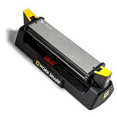 Abbildung von WORK SHARP® Benchstone Knife Sharpener Profi Messer Schleifstein mit Winkel Hilfe 20 &amp; 25 Outdoor Schärfstein 3 Körnungen 320, 600 Fein Keramik