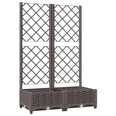Abbildung von vidaXL Pflanzkübel mit Rankgitter Blumenkübel Pflanzkasten Blumentopf Blumenkasten Rankhilfe Spalier Gartenspalier Braun 80x40x121,5cm PP