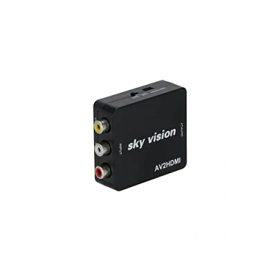 Abbildung von Sky Vision Adapter RCA zu HDMI, AV/RCA/FBAS auf Video Audio Konverter, 1080P, PS2, Wii N64, Unterstützt PAL/NTSC, Plug and Play, schwarz