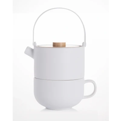Abbildung von Bredemeijer weißes Mattes Keramik Tea for one Set 0.5 Liter 2 teilig
