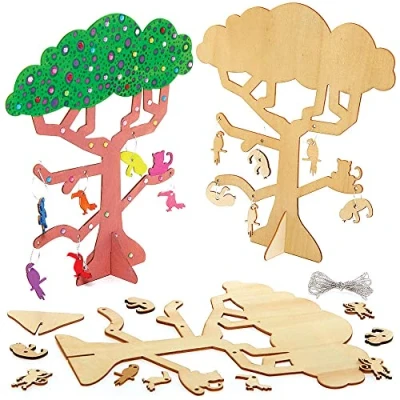 Abbildung von Baker Ross FC917 Dschungel Tier Baum Holzbastel Set 2er Pack, Holz Basteln für Kinder zum Malen, Dekorieren und Verschenken, Mittel