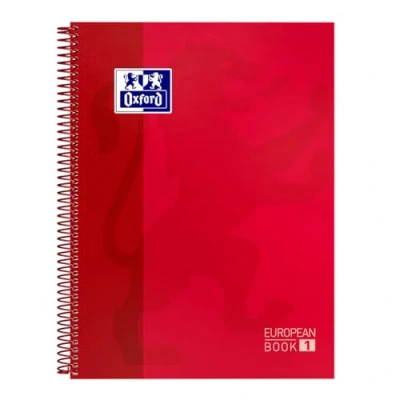 Abbildung von Oxford A4 European Book 1, kariert, 160 Seiten mit farbigen Rändern, Whiteboard, Hardcover, rot