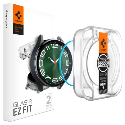 Abbildung von 2 Pcer Pack Samsung Galaxy Watch 6 Classic 47 mm Panzerglas Spigen EZ FIT Glas.tR met applicator voor smartwatch