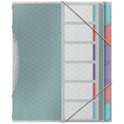 Abbildung von Esselte Leitz A4 Projektordner mit 6 Registern, klaren Kunststofftaschen, zur Schreibtischorganisation, Prägemuster, Colour&#039;Breeze Serie, Mehrfarbig, 626255