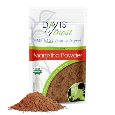 Abbildung von Davis Finest Bio Manjistha Rubia Cordifolia Pulver 100 g, Haar und Hautpflege, aufhellend rote Haarfarbe, Farbmaske, Spülung