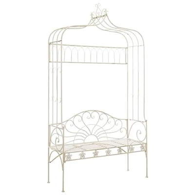 Abbildung von vidaXL Gartenbank Antik Sitzbank Eisenbank Metallbank Parkbank Gartenmöbel Terrassenbank Außenbank Terrassenmöbel Deko 122cm Eisen Antikes Weiß