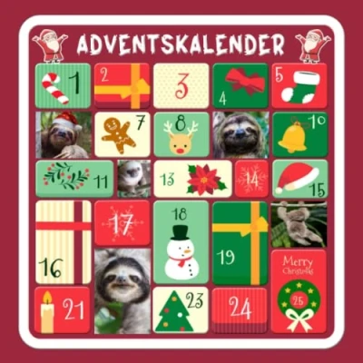 Abbildung von Faultiere Adventskalender: Adventskalender mit 25 Denksportaufgabe und Die perfekte Geschenkidee