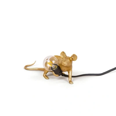 Abbildung von SELETTI Mouse Lamp LED Dekolampe USB liegend gold