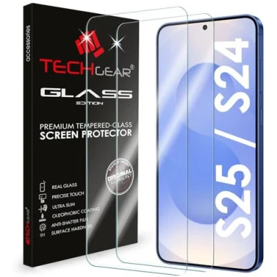 Abbildung von TECHGEAR Glas Edition, kompatibel mit Samsung Galaxy S24 / 5G, gehärtetes Glas, Displayschutzfolie [2.5D runde Kanten] [9H Härte] [Kristallklarheit] [kratzfest] [keine Blasen]