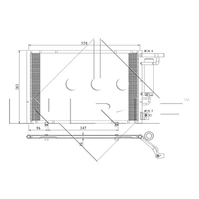 Abbildung von NRF 350396 Klimakondensator mit Trockner, Dichtring 18,5 Aluminium 525 R 134a FORD: FIESTA 6, Ecosport Mk2, 6 Van