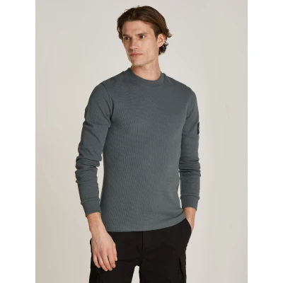Abbildung von Calvin Klein Jeans Waffle Langarmshirt, Herren, Größe: 3XL, Endless grey