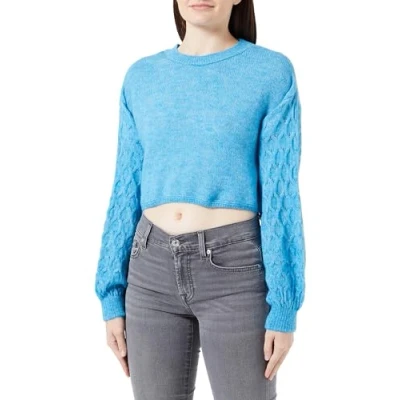 Abbildung von ONLY Damen ONLTIRONA LS Crop Detail O Neck BF KNT Strickpullover, Wave Ride/Detail:Melange, XL