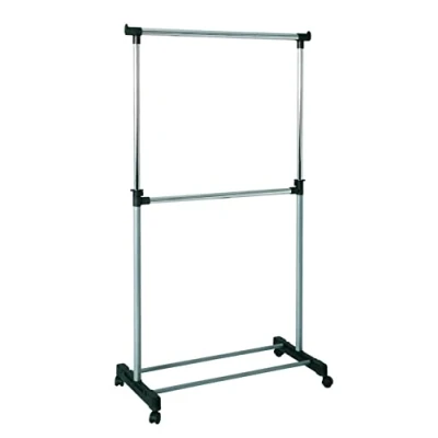 Abbildung von HAKU Möbel Rollgarderobe alu, Chrom, grau, Kunststoff, Metall Maße: B 90 cm x H 120 210 T 43 cm, Style: Modern