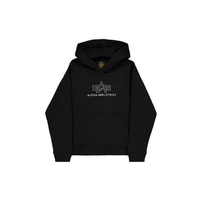 Abbildung von Alpha Industries Basic LOGO Kapuzenpullover, Herren, Größe: Medium, Black