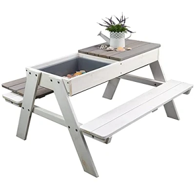 Abbildung von Meppi Sitzgruppe Rügen Weiss/grau Kindersitzgruppe aus Holz für Outdoor/Indoor Einsatz