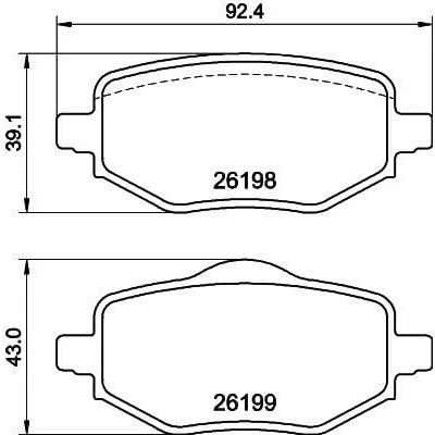 Abbildung von HELLA 8DB 355 040 971 Bremsbelagsatz nicht für Verschleißwarnanzeiger vorbereitet mit Bremssattelschrauben Zubehör OPEL: Corsa F Schrägheck