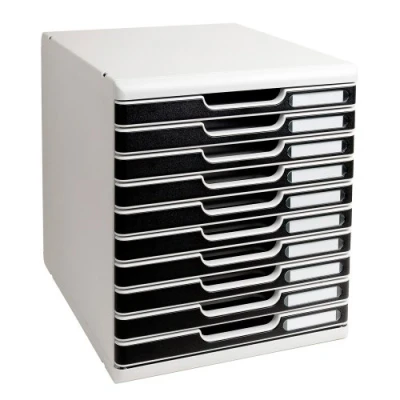 Abbildung von Exacompta Schubladenbox Modulo A4 10 Fächer Classic lichtgrau/schwarz