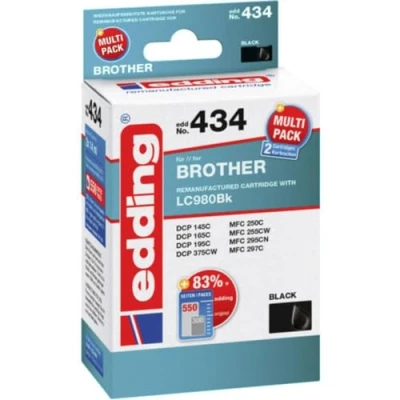 Abbildung von edding Druckerpatrone kompatibel mit Brother LC980 black VE=2 Stück