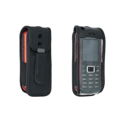 Abbildung von caseroxx Handy Tasche Ledertasche mit Gürtelclip für Samsung GT B2100 aus Echtleder, Handyhülle Gürtel (mit Sichtfenster schmutzabweisender Klarsichtfolie in schwarz)