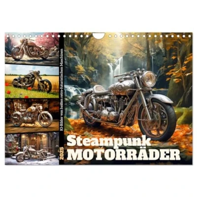 Abbildung von Steampunk Motorräder (Wandkalender 2025 DIN A4 quer), CALVENDO Monatskalender