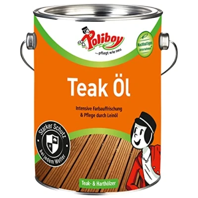 Abbildung von poliboy Teak Öl dunkel 2,5 Liter für geölte und naturbelassene Gegenstände Holzreiniger (reinigt, pflegt schützt Made in Germany)