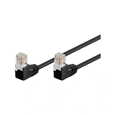 Abbildung von Goobay 94180 CAT.5e F/UTP Patch Kabel 90 nach oben gewinkelt, gerade / gewinkeltes Netzwerkkabel, doppelt geschirmt, 3 Meter, weiß