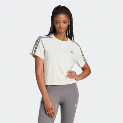 Abbildung von adidas Damen Essentials 3 Stripes Single Jersey Crop Top, Sandy pink, XL
