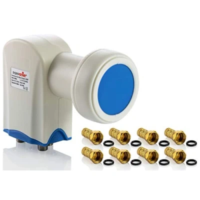 Abbildung von Poppstar Quad LNB 4 Fach LNC Set mit 8X F Stecker für Teilnehmer Kabel Sat Satelliten Schüssel (digital, 4K, Full HD, 4k UHD, 3D TV)