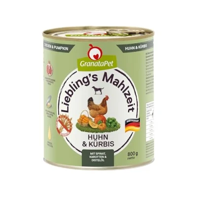 Abbildung von GranataPet Liebling&#039;s Mahlzeit Huhn &amp; Kürbis, Nassfutter für Hunde, Hundefutter ohne Getreide Zuckerzusätze, Alleinfuttermittel, 6 x 800 g